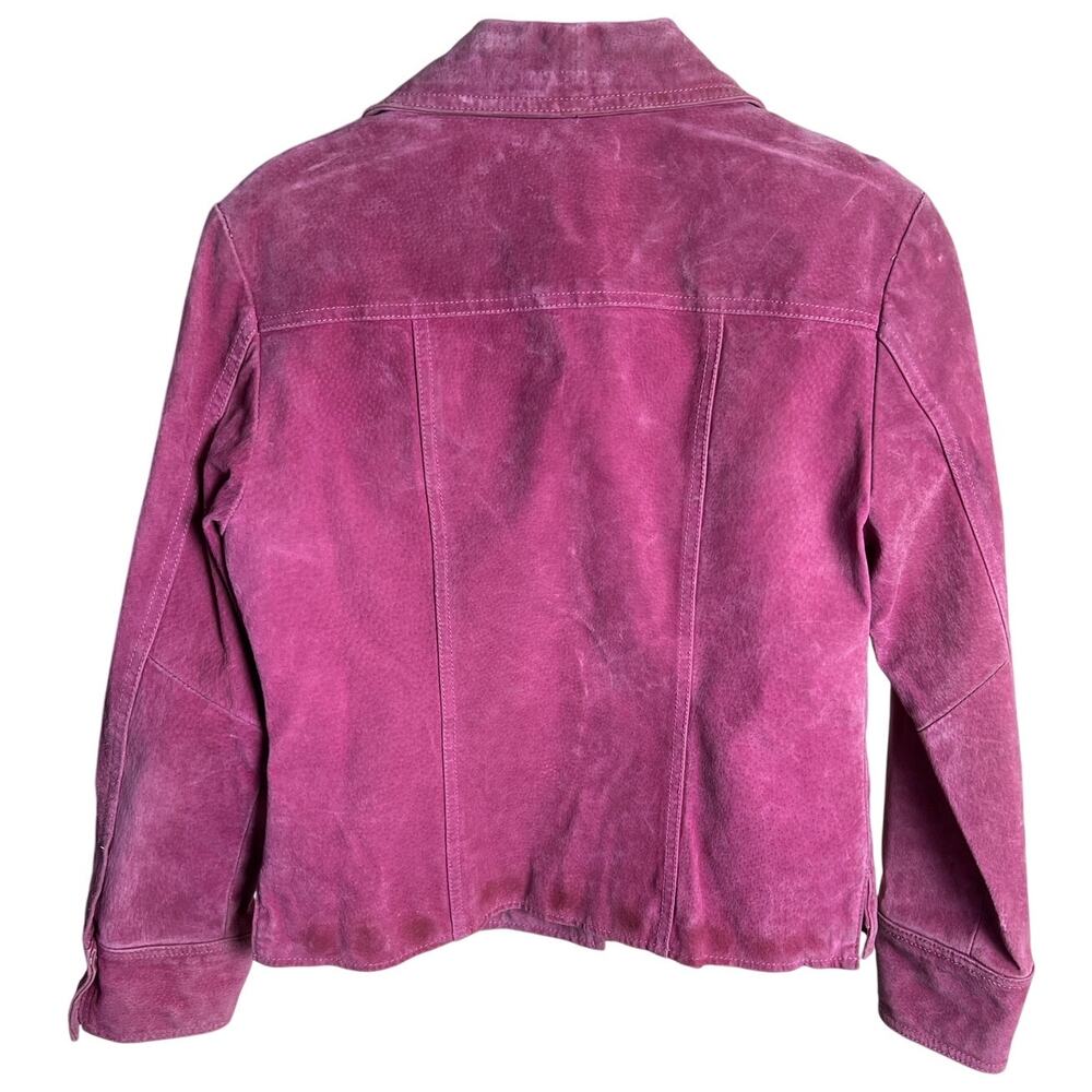 Vintage Live A Little Size PS 100% Leather Pink Button Jacket - Picture 2 of 6